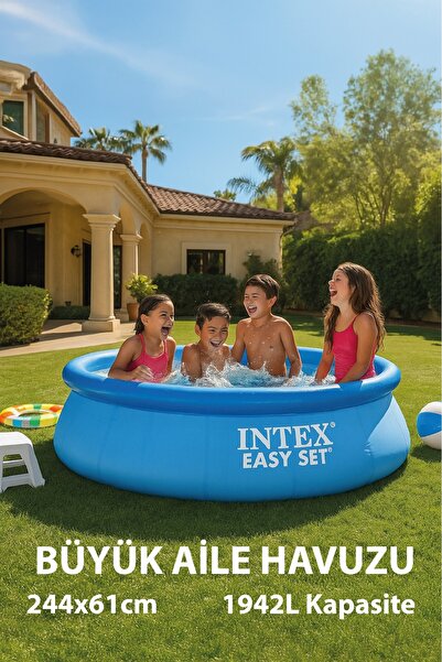 Intex Easy mavi renk kolay kurulum şişme havuz 244*61 cm pool