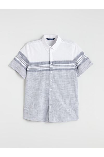 LC Waikiki Regular Fit Short Sleeve Striped Poplin Men's Shirt