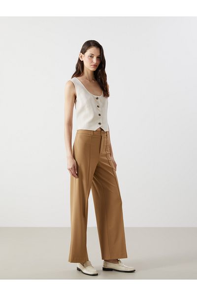LC Waikiki U Collar Linen Blended Women's Classic Vest