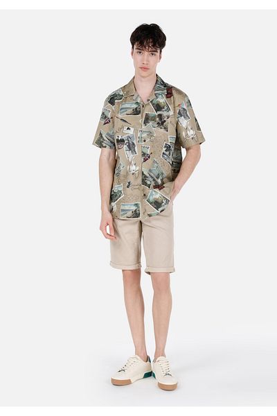Colin's Regular Fit Mid Waist Plain Men's Beige Shorts