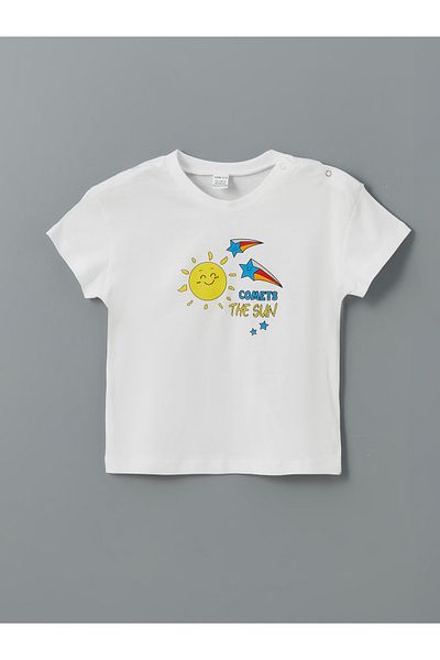 LC Waikiki Crew Neck Printed Baby Boy T-Shirt and Shorts 2-Piece