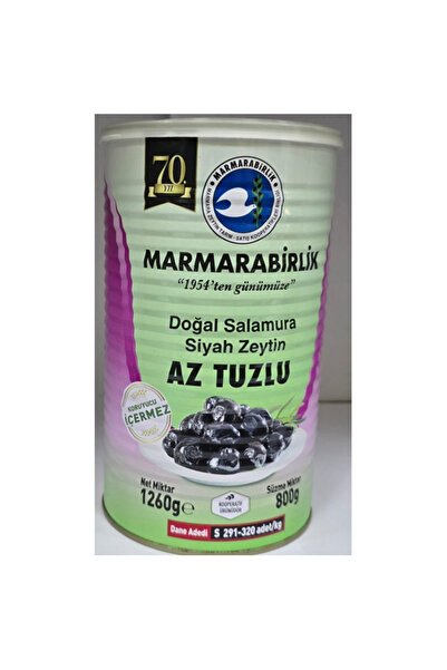 MarmaraBirlik doğal salamura az tuzlu siyah zeytin 1260 gram