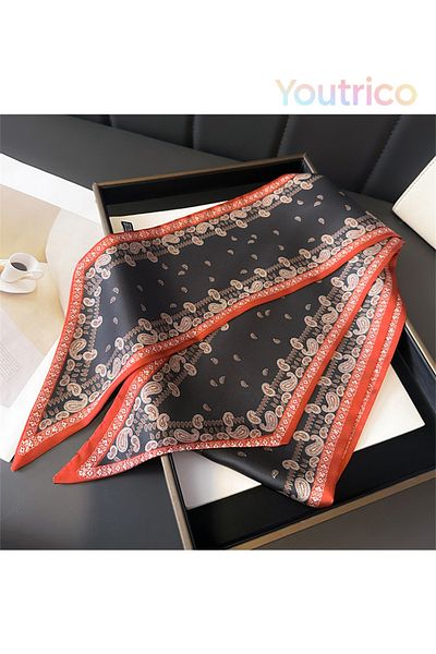 Youtrico Long silk scarves,Headbands,Cashew flowers,147cm