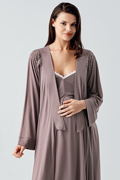 Artış Women's Flexible Viscous Maternity Dressing Gown Nightgown Set 13406