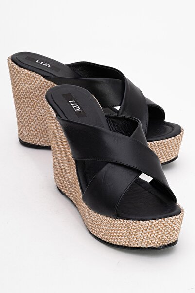 Lizy Shoes Μαύρες γυναικείες παντόφλες από γνήσιο δέρμα καθημερινής χρήσης με...