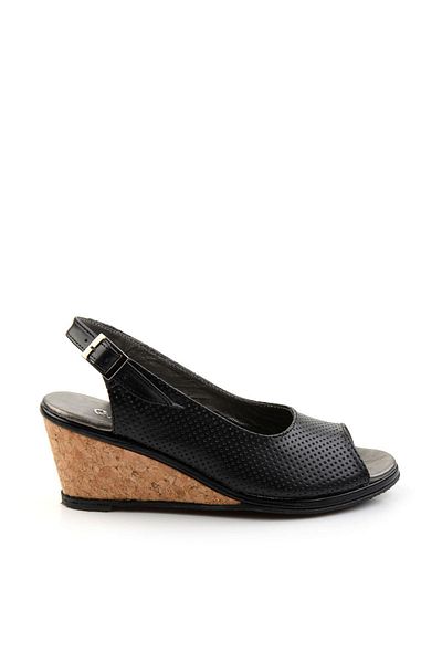 Bambi Black Leather Women's Sandals K05582040203