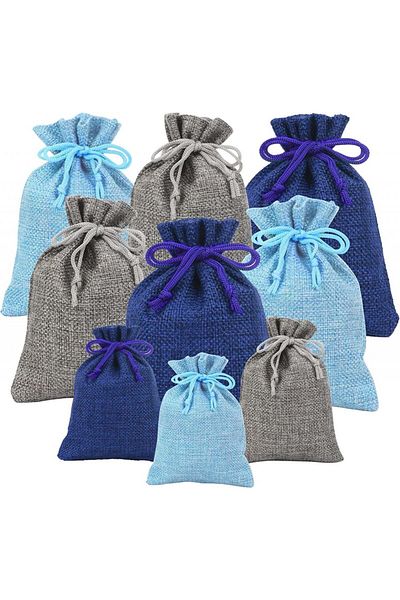 LANMOK Set de 24 de genți LANMOK, textil, gri/albastru, 9/13,3 cm