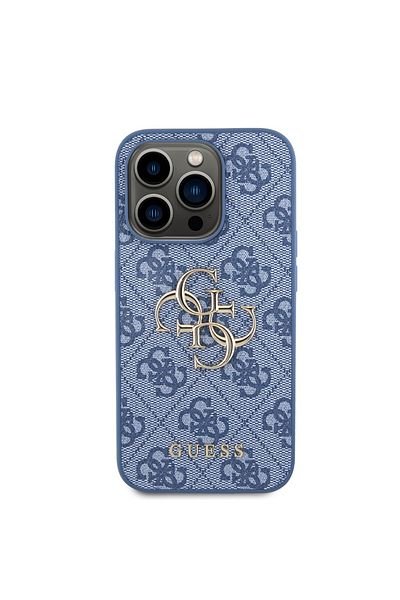 Guess Case for iPhone 15 Pro - Guess Hardcase 4G Big Metal Logo - Blue, GUHCP15L4GMGBL
