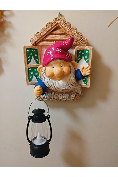 RENKLİMASALTASARIMLAR Dekoratif Işıklı Cüce Welcome tabelası pilli Fenerli