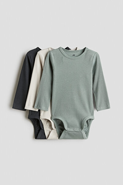 H&M 3'lü Ribanalı Body