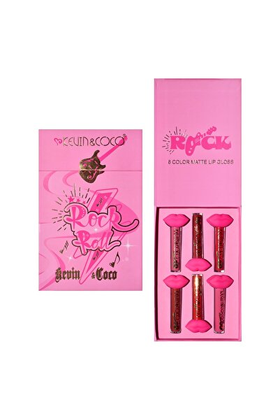 kevin coco Set de Buze Kevin&Coco Punk Rock, 6 Lip Gloss-uri Mate, Nuanțe Roz...