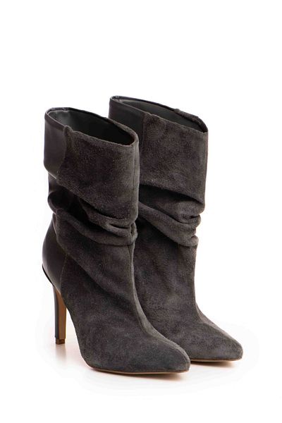 Vanilla Days Fantasia boots, genuine suede and smooth leather, gray color