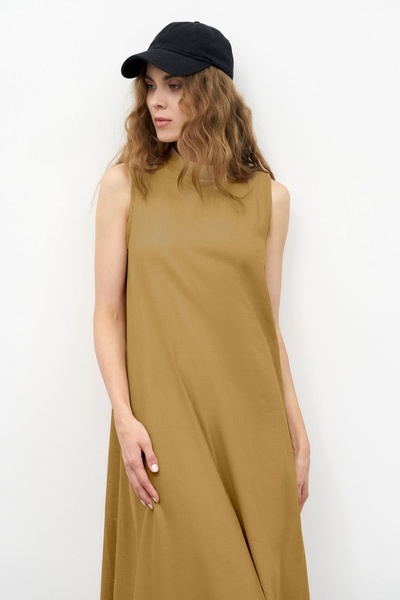 EBU Prive Γυναικείο αμάνικο φόρεμα από οργανικό βαμβάκι με κέλυφος καρυδιού