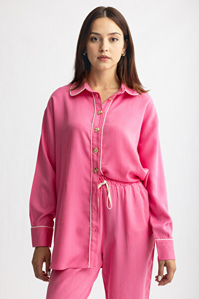 Suede Style 9261 - Şık Rahat Arabiyeli Kadın Saten Pantolon Gömlek Takımı