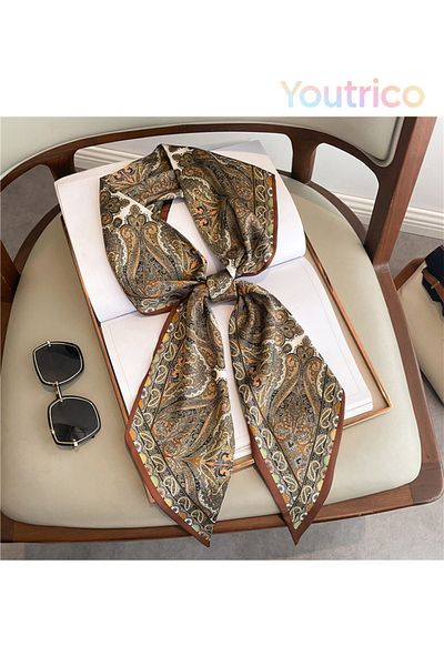 Youtrico Long silk scarves,Headbands,Retro fashion,147cm
