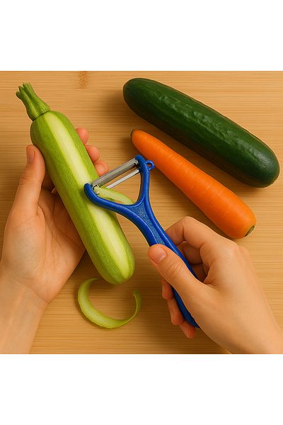Saban Horizontal Blade Vegetable and Fruit Peeler Solingen Blue 3-Piece – Stainless Steel Blade, Ergonomic S