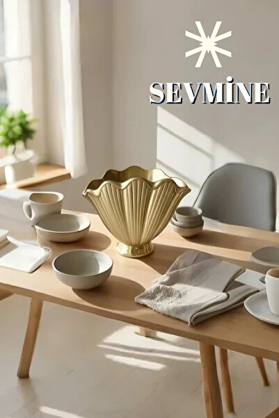 SEVMİNE Σκανδιναβικό μποέμικο στυλ Φωτεινό χρυσό |   Χρυσό βάζο με στρείδια |   Κομψή διακόσμηση από σκυρόδεμα 16 εκ.