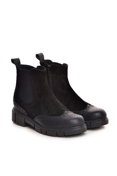 Vanilla Days Liza boots, black suede and smooth leather