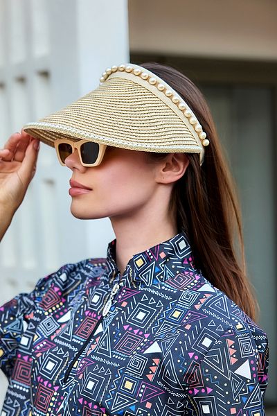Remsa Mayo Pearl Detailed Visor Ψάθινο καπέλο Αντηλιακό Κάλυμμα RŞ-2088 Beige01