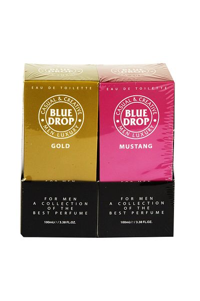 BLUE DROP EDT Gold & Mustang For Men Fragrance Set – 2 x 100 ml Eau de Toilette