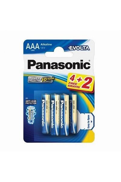 PANASONIC Evolta LR03EGE/6BW 4+2F Alkline AAA batteries, 6 pcs Panasonic