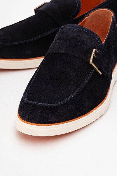 Dericlub DERİCLUB Мъжки мокасини с лека подметка и катарама, изработени от естествена кожа CR 2406, тъмносини