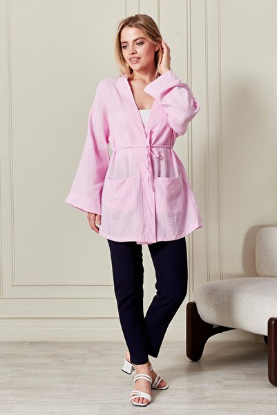 Kirazgym Kimono de damă cu talie din bumbac și in 4802