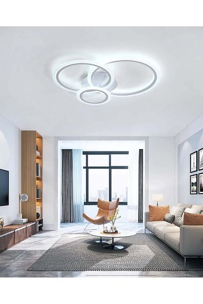 luminastar LED chandelier 72W, 3 circles, white, 2.4G wifi remote control, cold/warm/neutral light