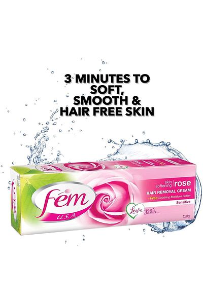Fem USA Hair Removal Cream with Rose Soft & Moisturizing Skin 120 g