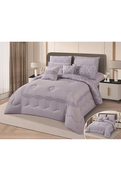 HOURS Horse 8-Piece Soft Embroidered Double-Sided Heavy Fill Quilt Set Cornelia-006