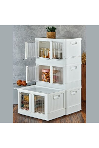 Elista Çok Amaçlı Istiflenebilir Katlanır 4'lü Beyaz Düzenleyici Dolap Seti