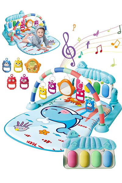 Ma Baby Baby Play Mat Activity Gym, Musical Activity Center, Kick and Play Piano Gym, Tummy Time Mats Blue
