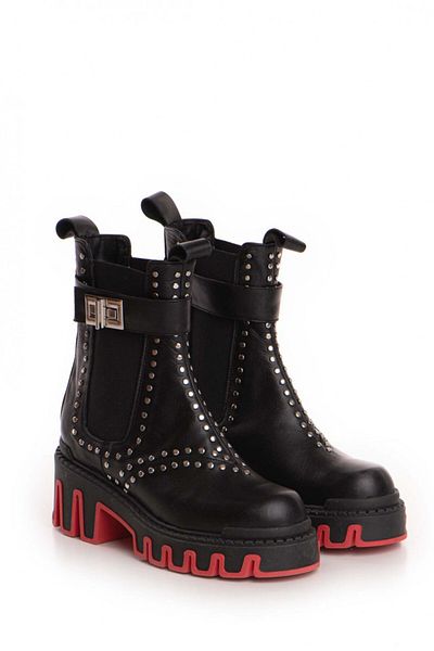 Vanilla Days Phoenix black genuine leather ankle boots with studs