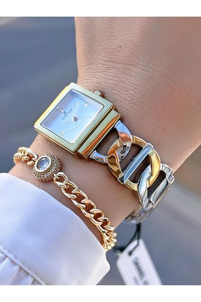 Daniel Klein Steel Cord 30 Mt Water Resistant 2 Years Warranty Women's Wrist Watch+Bracelet Byn.13959.7