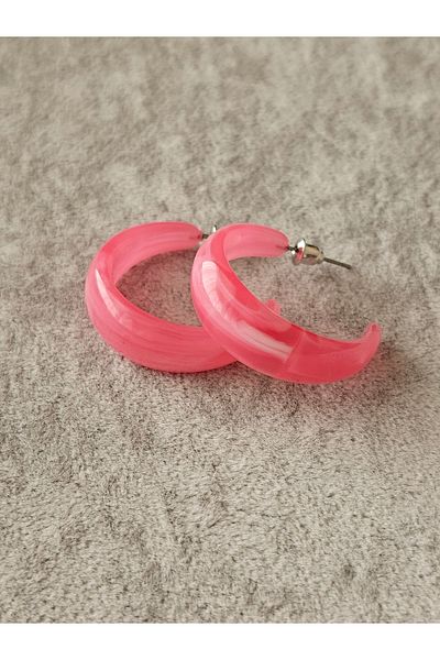 SiestaAccessories Dark Pink Color Acrylic Hoop Earrings