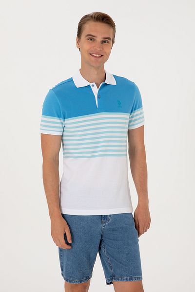 U.S. Polo Assn. Ανδρικό μπλουζάκι με κανονική εφαρμογή Polo Neck Turquoise 50300063-VR093