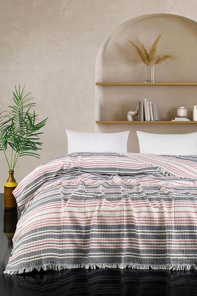 Casnack Babür Model Anthracite-Powder Double Pique 200X230Cm