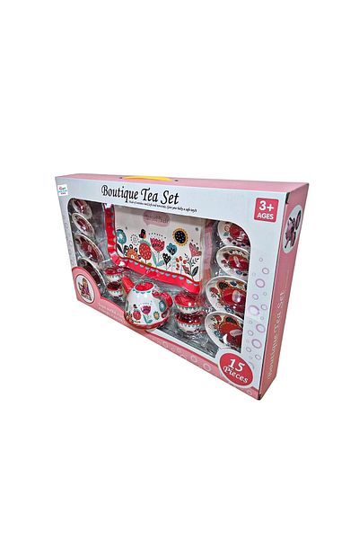 Brother Toys Toy Metal Tea House and Kitchen Set 15 Pieces Tea Cup Tray Teapot Saucer 44 Cm. Large Size