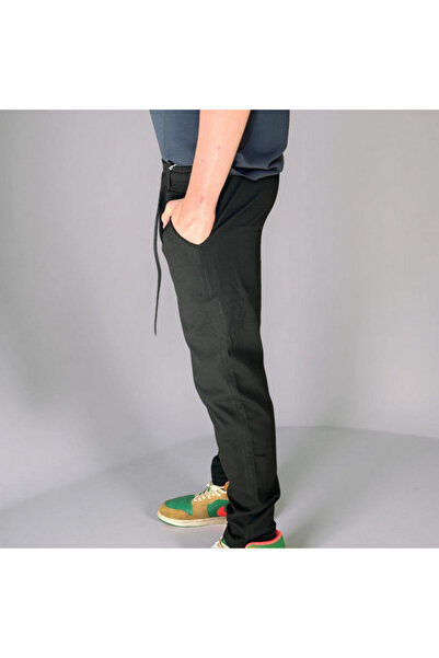 MODA Чоловічі штани з поясом, еластичною талією, з діагональним кроєм, з подвійними штанинами