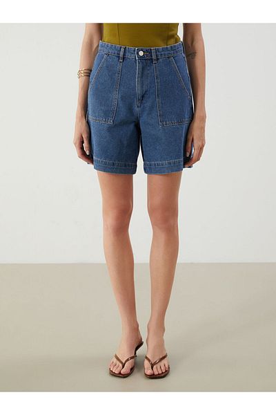 LC Waikiki Jeans Indigo Bermuda Fit Women's Jean Shorts
