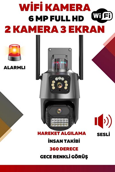 OEM 2 Kameralı 3 Ekranlı 6 MP Wifi Hareket Algılamalı Alarmlı Wifi Kamera Yap...