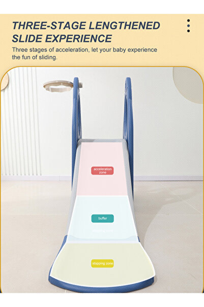 Ma Baby 4 in 1 Kids Slide and Swing Set, Indoor/Outdoor Playground for Kids Baby with Basketball Hoop Blue