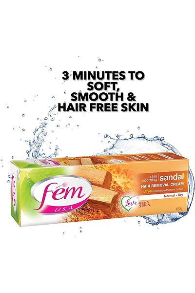 Fem USA Hair Removal Cream with Sandal For Softening Skin 120 g