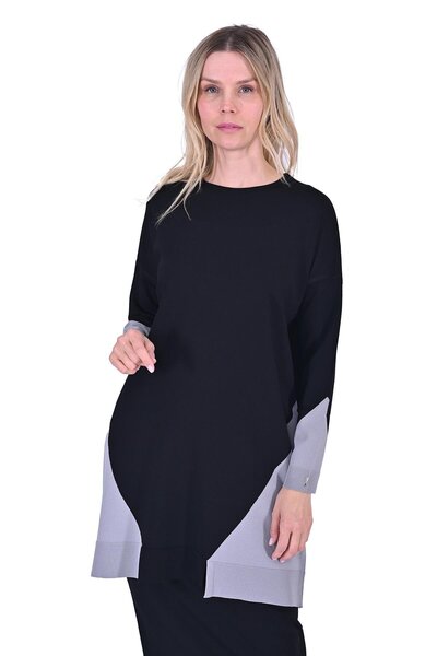 Invee Gometric Knitwear Tunic Black