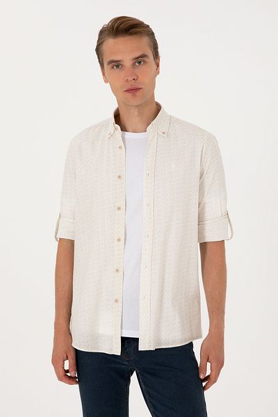 U.S. Polo Assn. Men's Stone Long Sleeve Shirt 50300543-Vr049