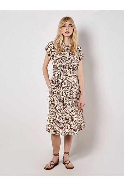 Apricot Fließendes Midikleid Mit Gürtel