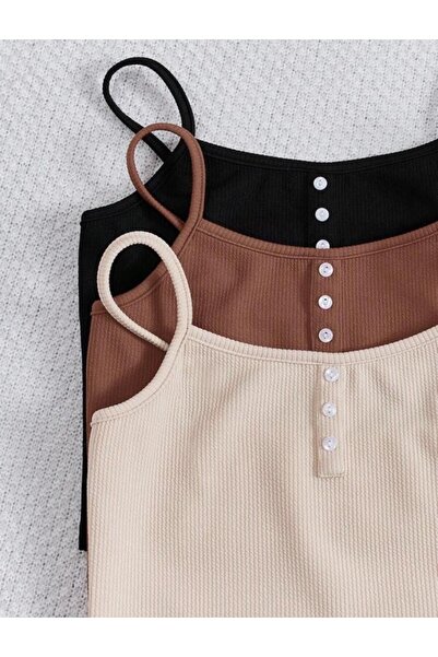 AFROGİYİM 3-Piece Strap Crop Shorts Set