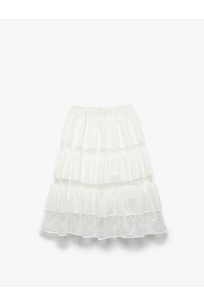 Koton Gipeli Tulle Detailed Layered Cotton Midi Skirt