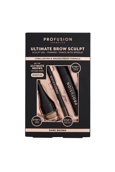 PROFUSION COSMETICS Kit de sculptare a sprâncenelor Ultimate Brow Sculpt, maro închis, Profusion Cosmetics, 3 articole