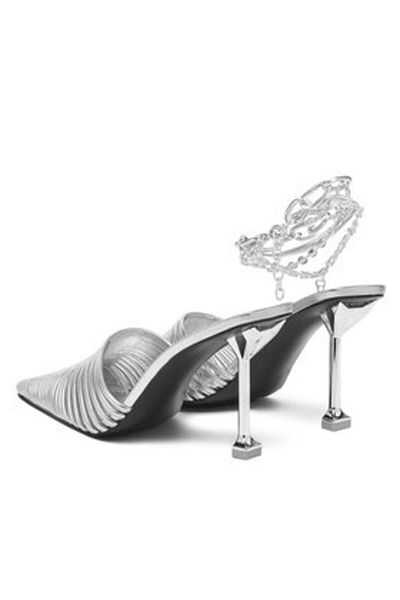 NAKED WOLFE Sandale damă argintii NAKED WOLFE-CHROMED SILVER LEATHER 00078